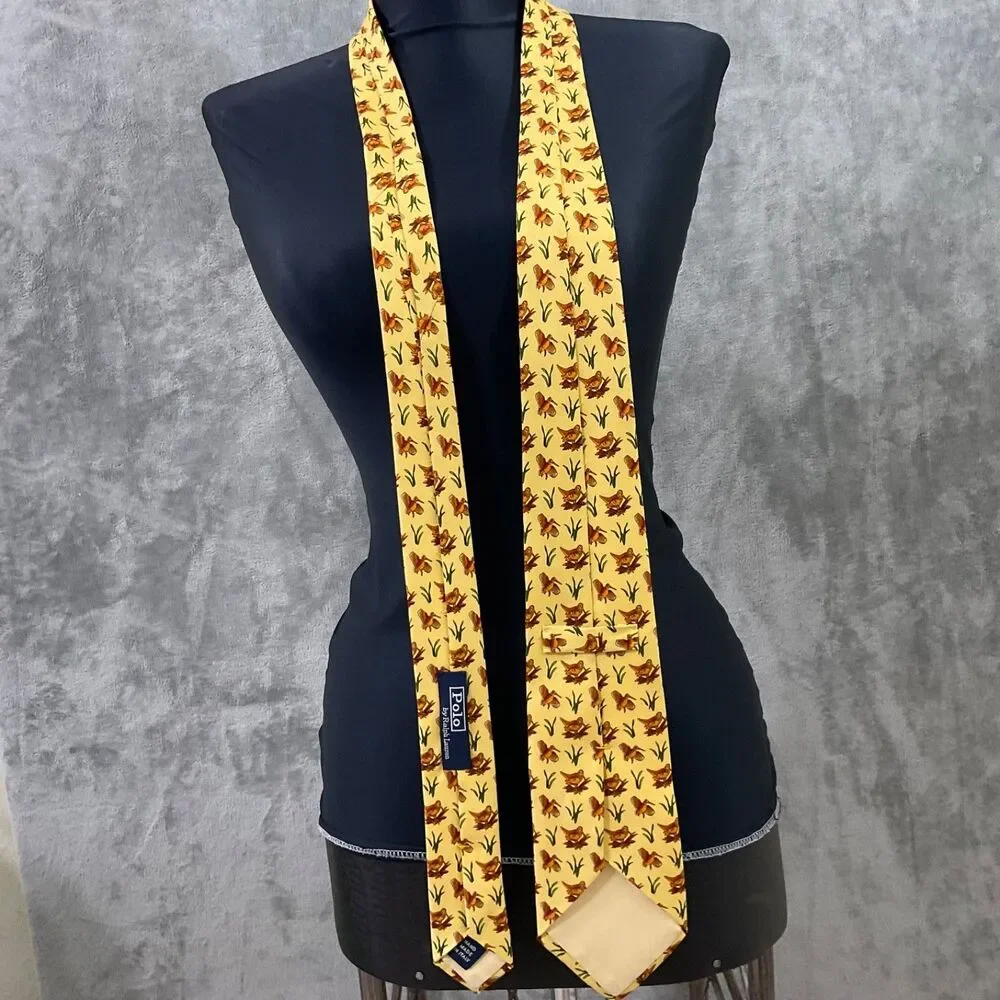 POLO BY RALPH LAUREN Document No 49  Silk Tie Bird Print Hand made